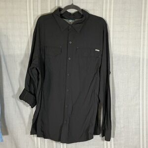 Columbia PFG Fishing Shirt XXL Omni Shade Vented Button Down Black Long Sleeve